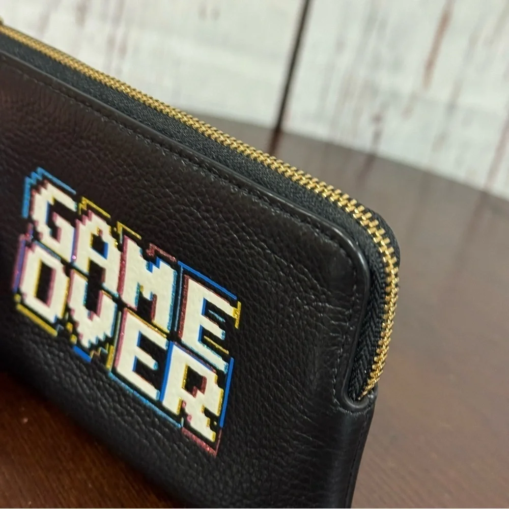 Coach “Pac-Man” “Game Over” limited edition Black Leather Wristlet